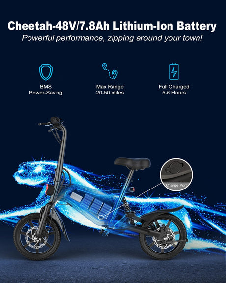 Bicicleta Eléctrica Plegable ANCHEER 14, 350W, 22MPH, UL 2849