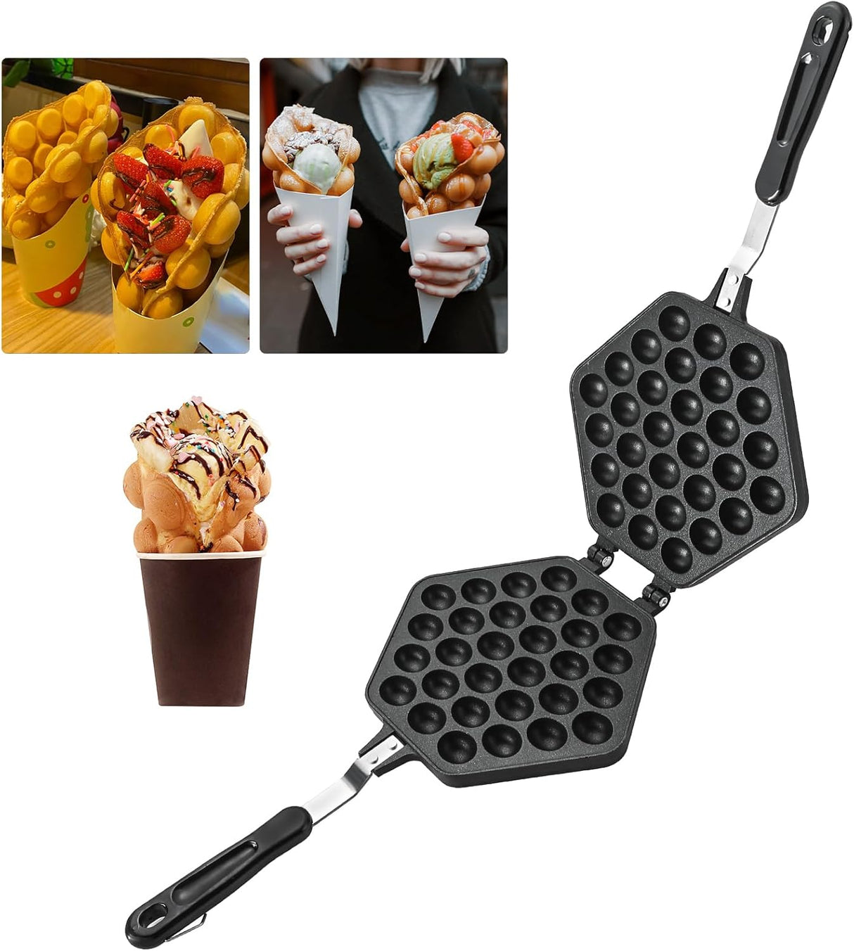 Máquina de Waffles MAOPINER, molde antiadherente, doble cara