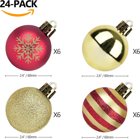 24pcs Bolas de Navidad 2.4 Adorno para Árbol de Navidad