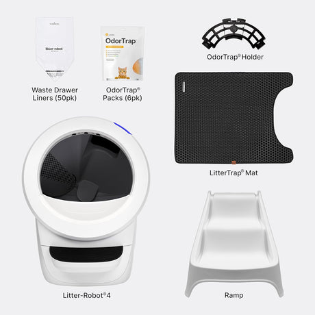 Litter-Robot 4 Bundle de Whisker: 6 Refills, 50 Fundas, Ramp
