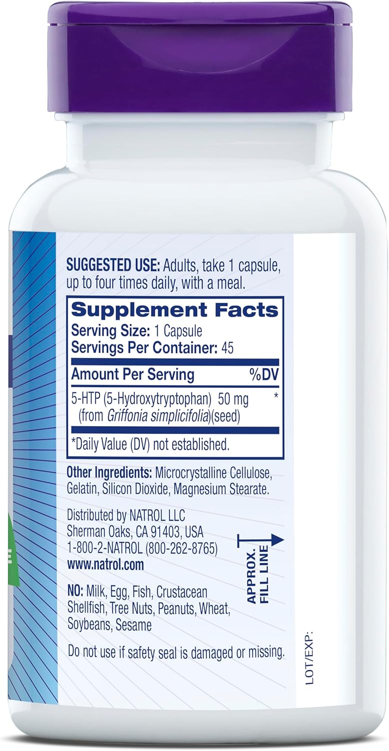 Suplemento Natrol 5-HTP 50mg, Apoyo al Ánimo, 45 Cápsulas