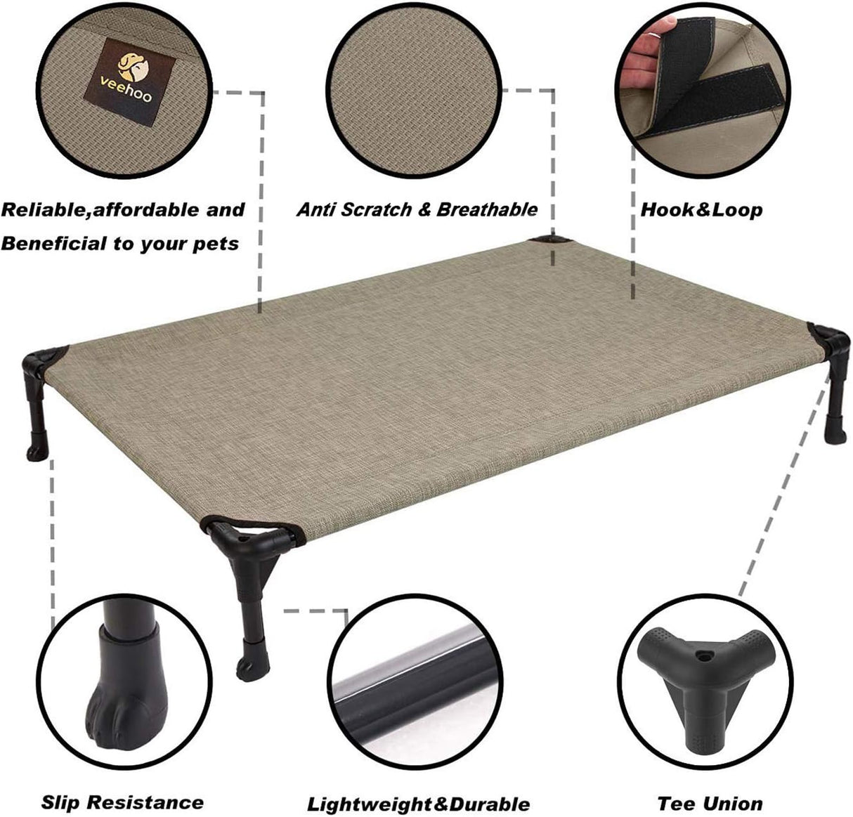 Cama elevada para perros Veehoo, portátil, malla, CWC1803-L