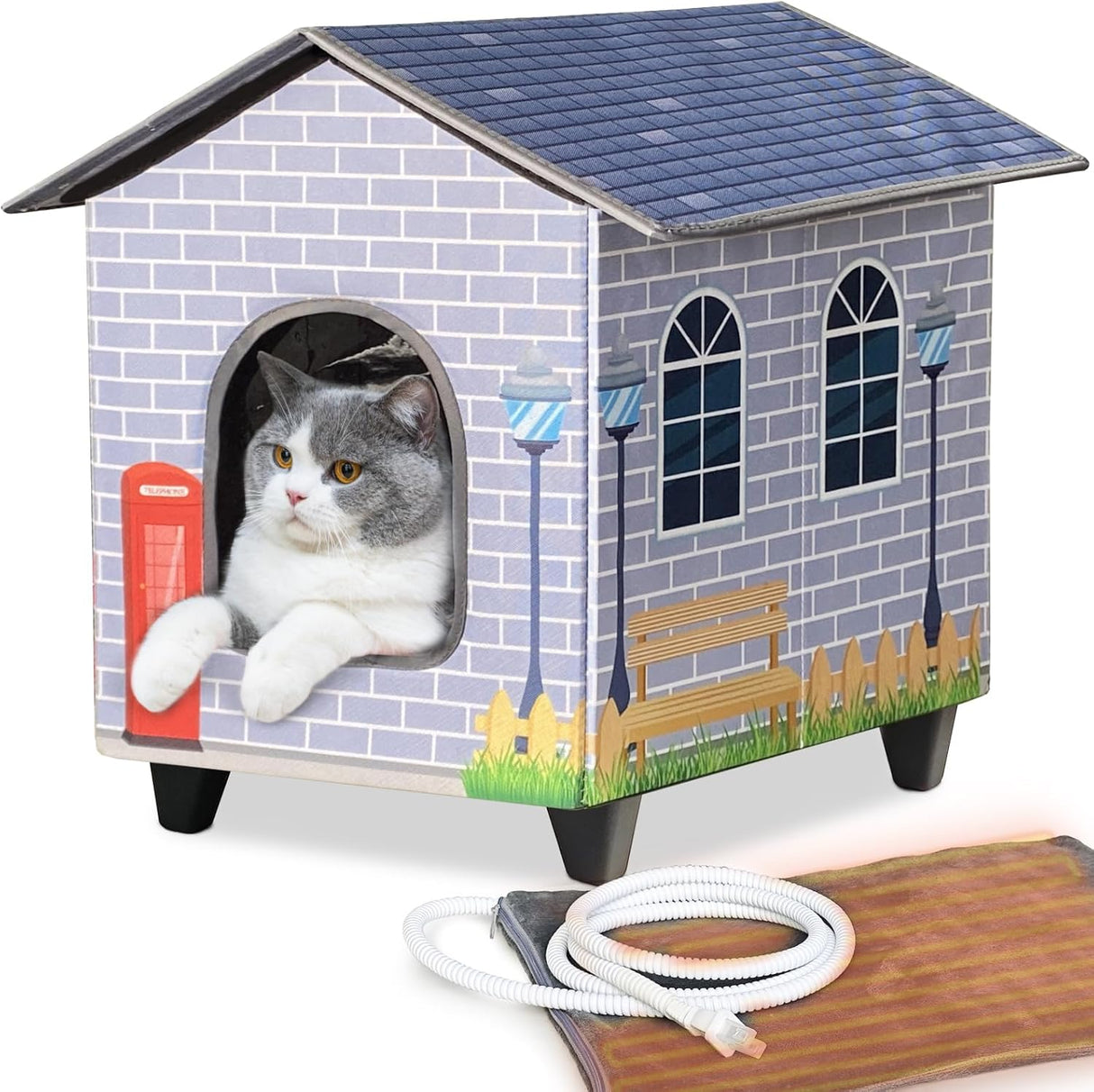 Casa Calentada para Gatos NAMOTEK, Elevada, Pequeña 15x13x18