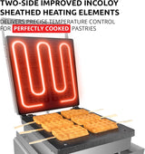 Máquina de Waffles ALDKitchen, Acero Inoxidable, 6 Waffles