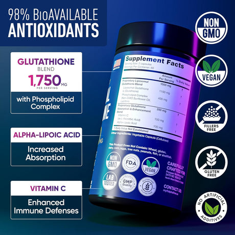 Suplemento de glutatión liposomal de 1750 mg Alpha Flow