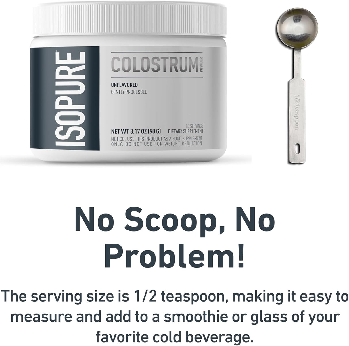 Suplemento de Calostro Bovino Isopure, Procesado Suavemente, 90 Servicios