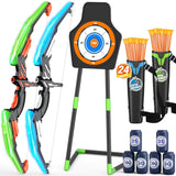 Juego de Arcos y Flechas LED para Niños, 24 Flechas, 2 Carcaj