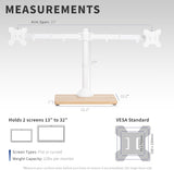 Soporte Doble de Monitor VIVO, Base de Madera, STAND-V002FD-W