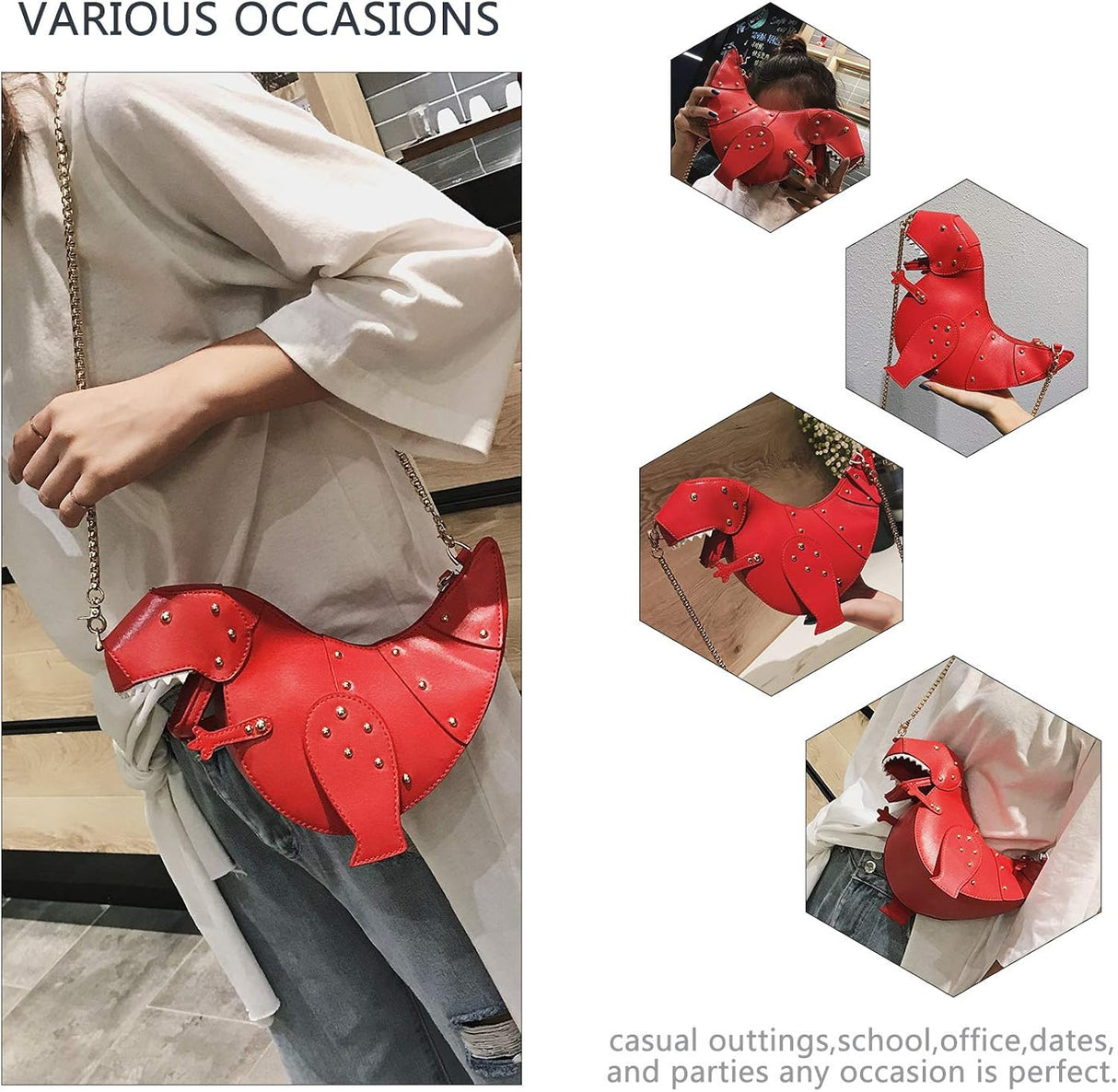 Bolsos cruzados piel sintética Talla unica forma dinosaurio