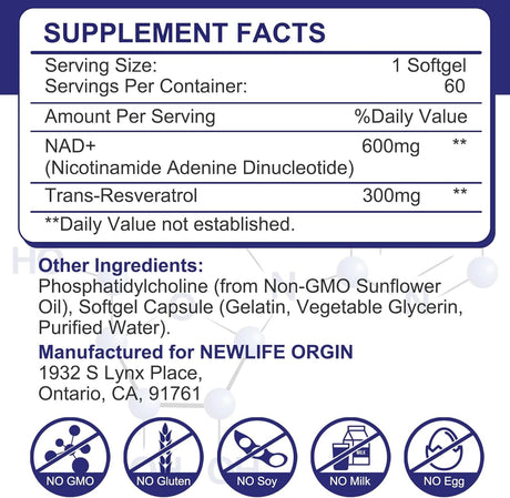 Suplemento True NAD Plus para reparación del ADN y refuerzo