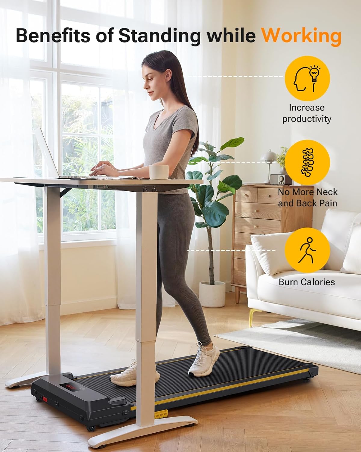 Caminadora UREVO 2 en 1, portátil, control remoto, modelo T1