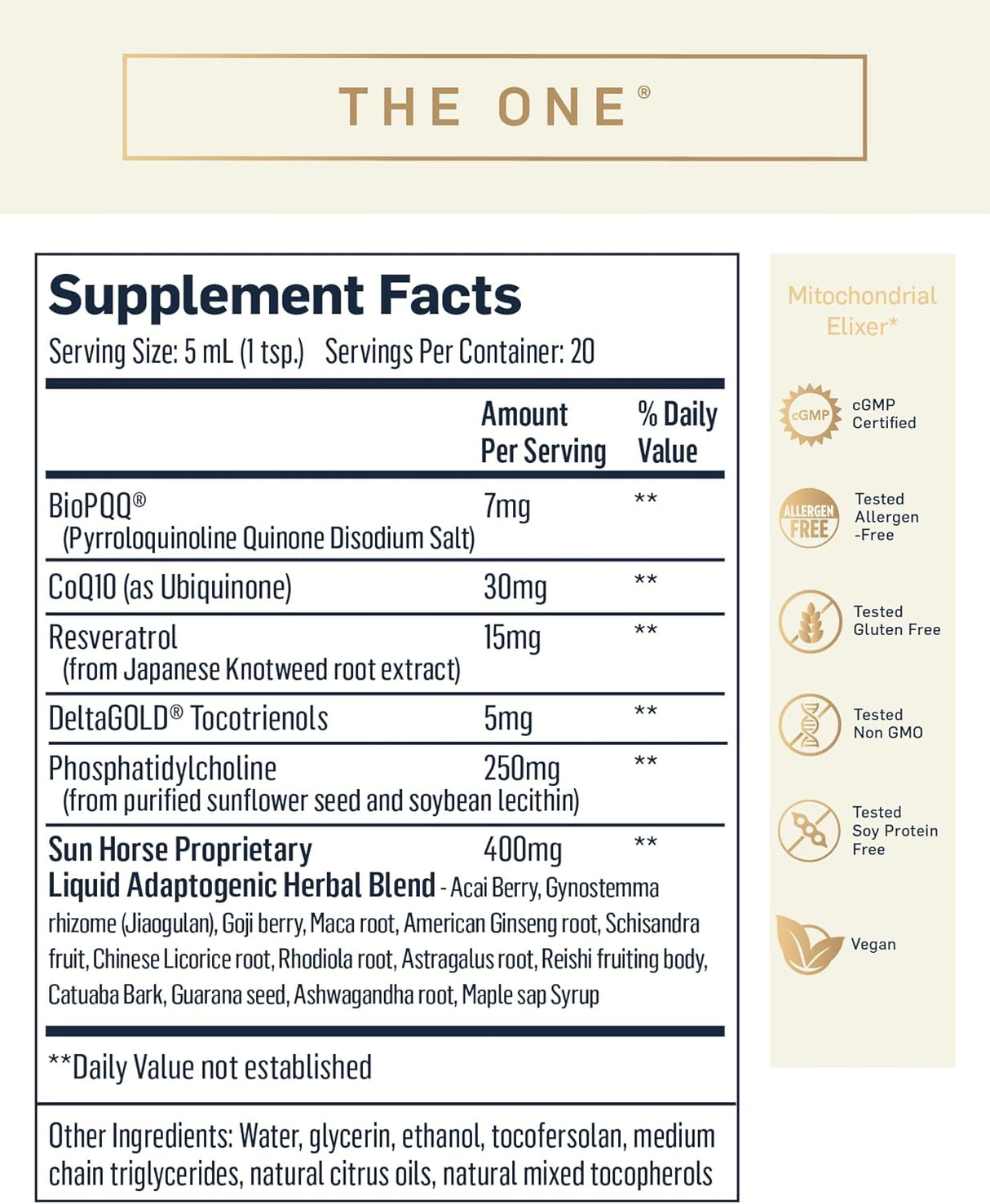Suplemento Liposomal THE ONE Optimizador mitocondrial 3.38oz