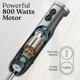 Batidora de inmersión 3 en 1, 800W, 12 velocidades, accesorios