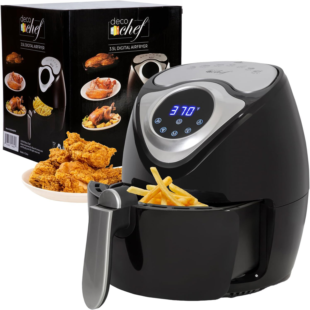 Freidora de aire Deco Chef XL 3.7 QT, 7 programas inteligentes