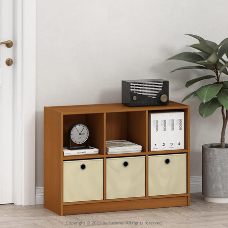 Estantería Furinno 3x2 con Bins, Almacenamiento, Modelo Básico