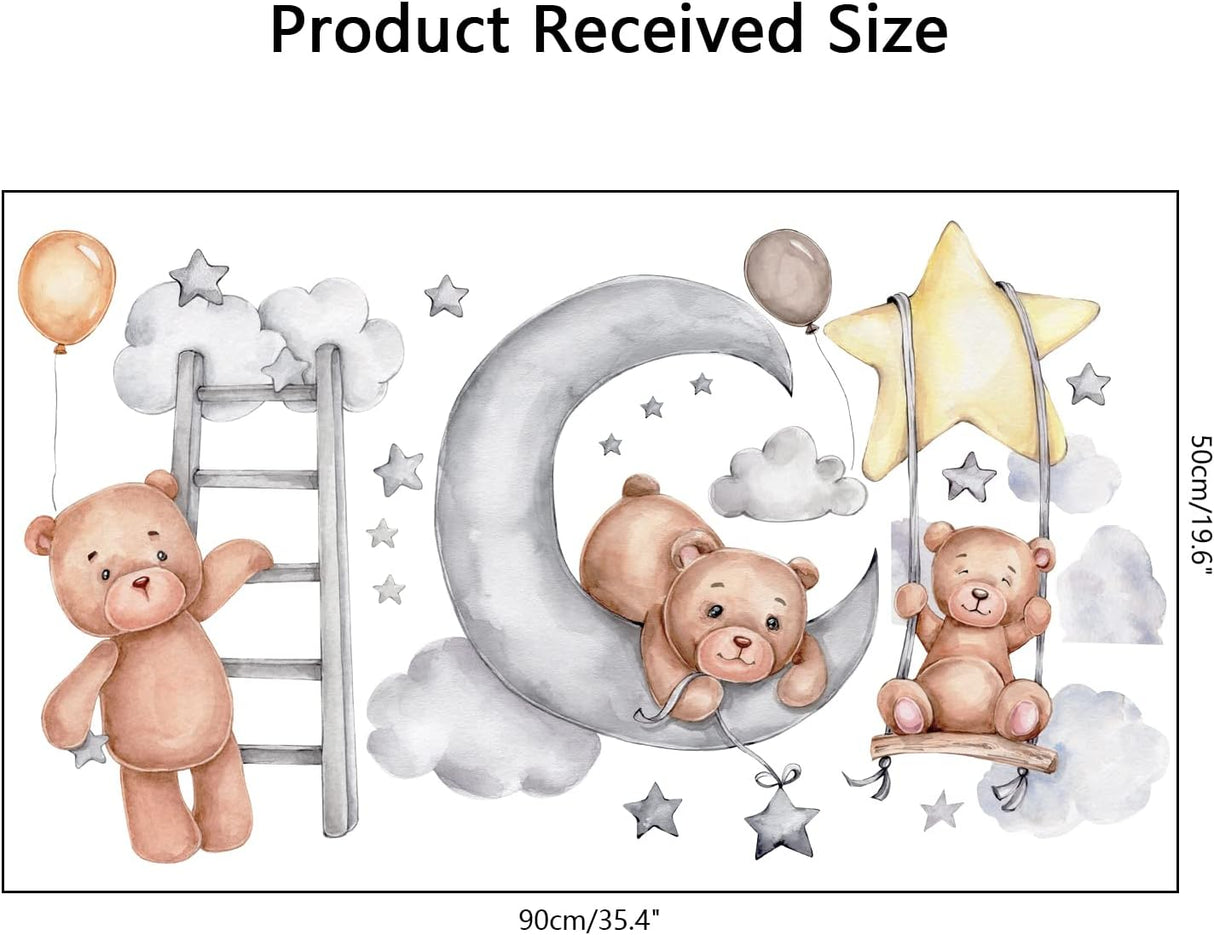Sticker de Oso Cartoon, Decoración Infantil, Removible, Mural
