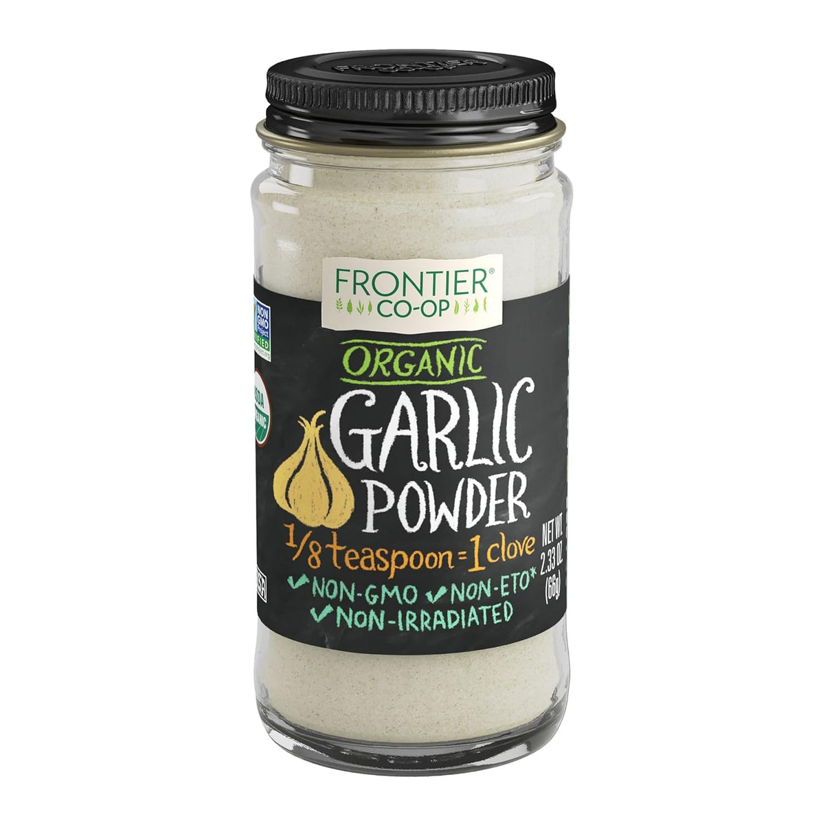 Pó de Alho Orgânico Frontier, 2.33 oz, Sabor Intenso, Frasco