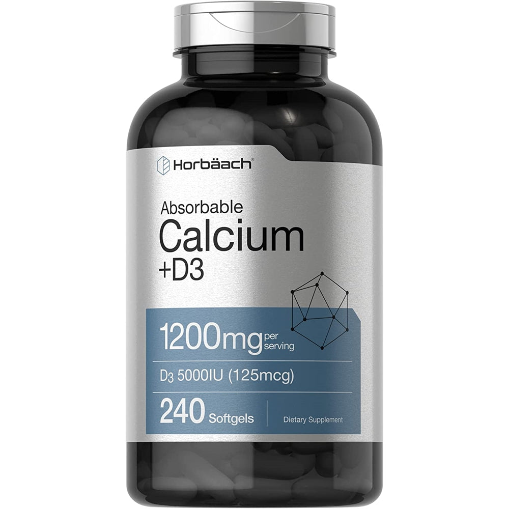 Calcio con vitamina D3 en cápsulas blandas sin OMG o gluten