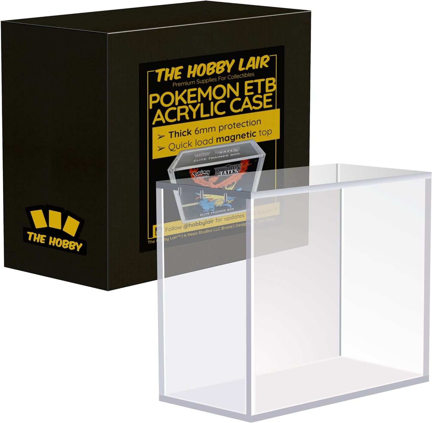 Elite Trainer Box - Funda acrílica | The Hobby Lair Deluxe Case compatible con Pokemon ETB | Magnética fácil carga superior | Protección gruesa de 0.236 pulgadas