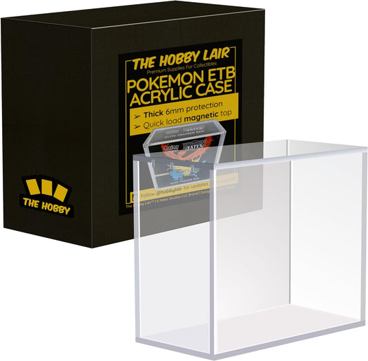 Elite Trainer Box - Funda acrílica | The Hobby Lair Deluxe Case compatible con Pokemon ETB | Magnética fácil carga superior | Protección gruesa de 0.236 pulgadas