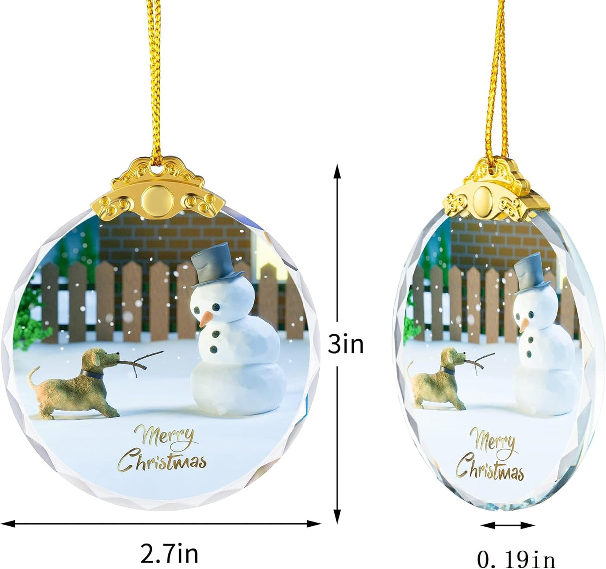 Adorno colgante de Navidad perro y muñeco de nieve
