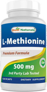 Suplemento Naturals L-metionina 500 mg 120 cápsulas vegetal
