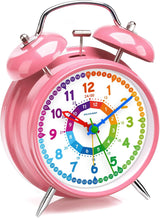 Reloj despertador analógico para niños, 4" con campanas dobles