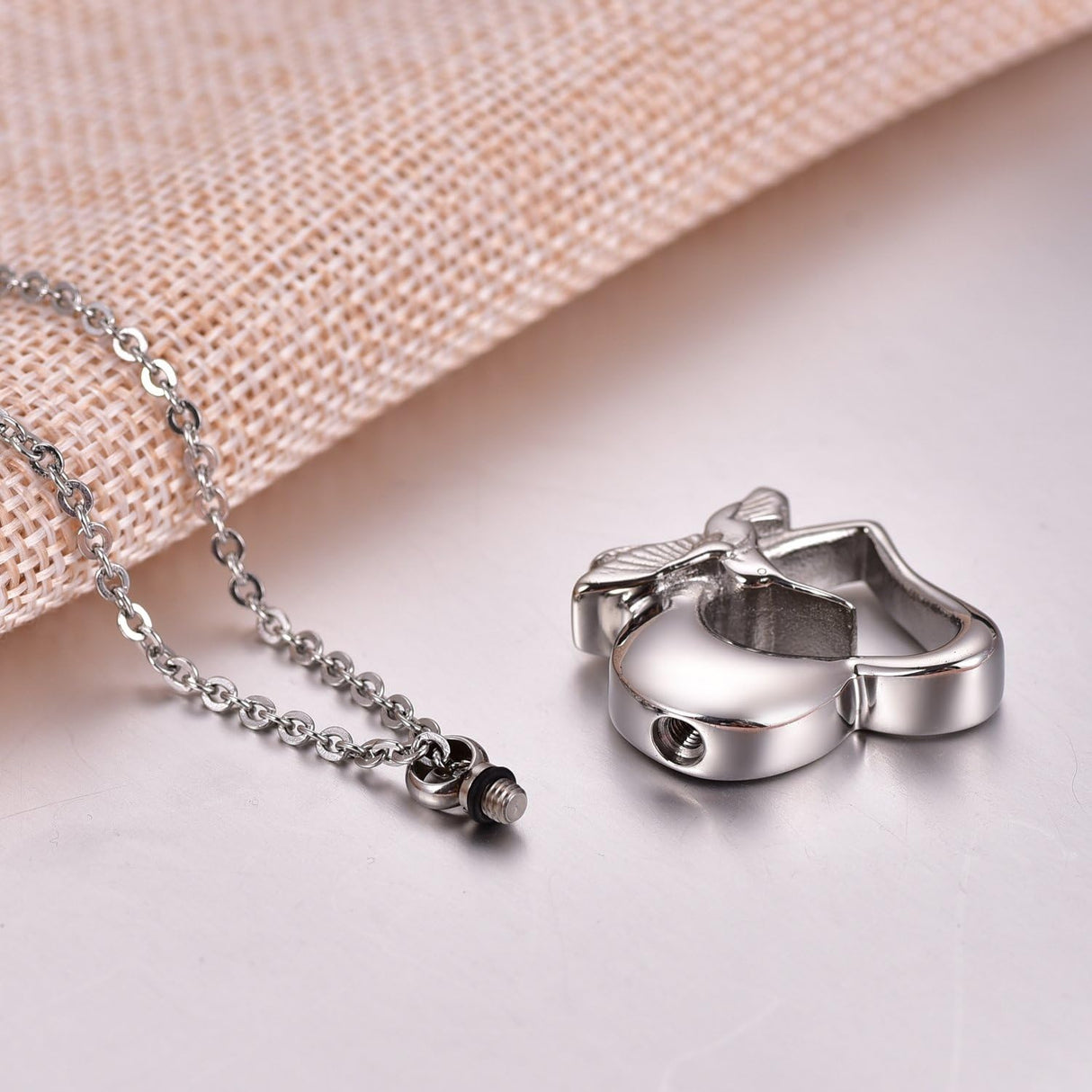 Collar de Colibri, urna de de acero inoxidable para cenizas