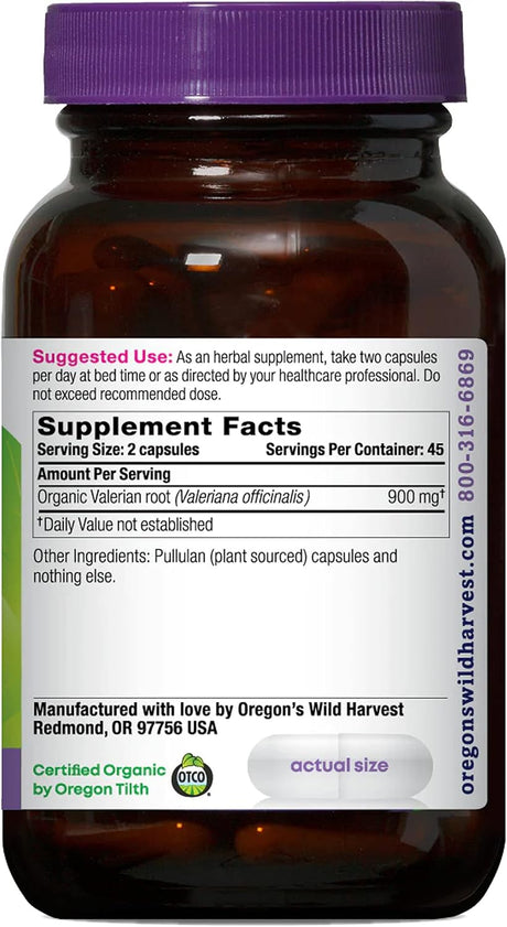 Suplemento Valeriana orgánica ayuda a base de hierbas 900 mg