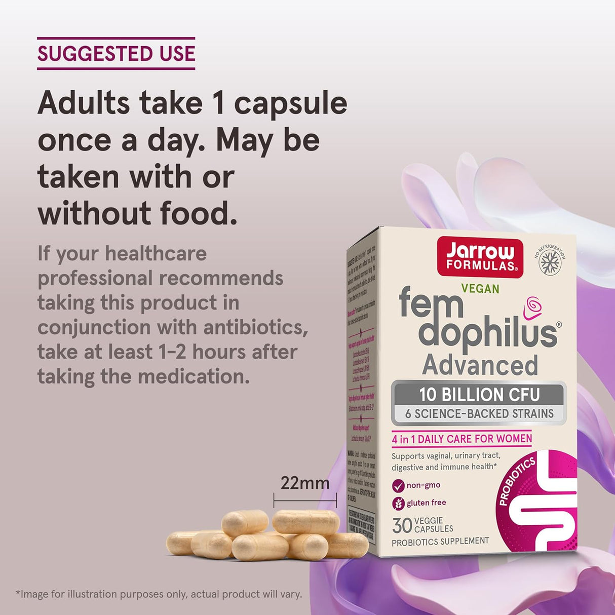 Probióticos avanzados Fem-Dophilus apoyo Digestivo 30 cápsulas