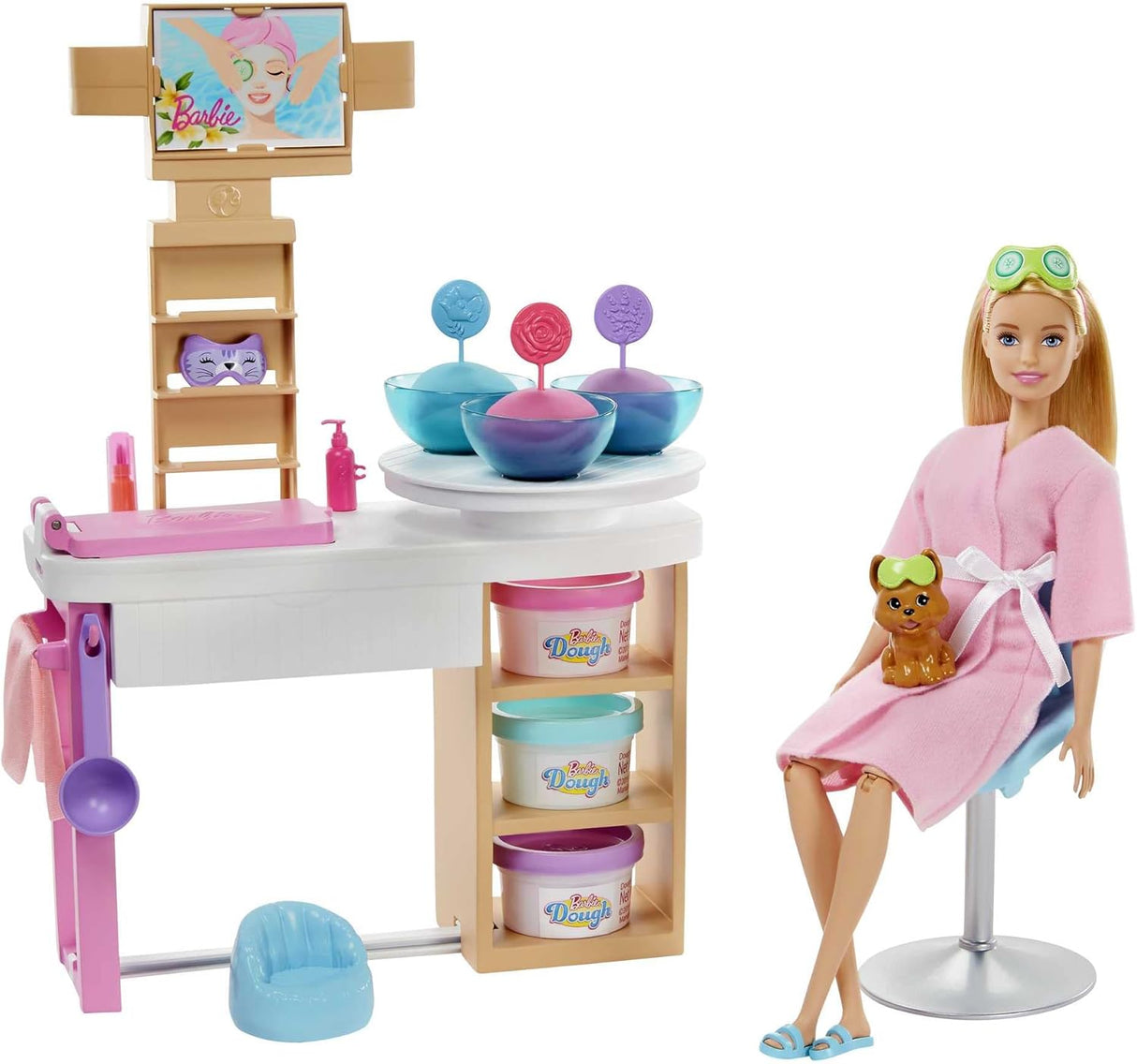 Set de Spa Barbie con Muñeca, 10+ accesorios y perrito
