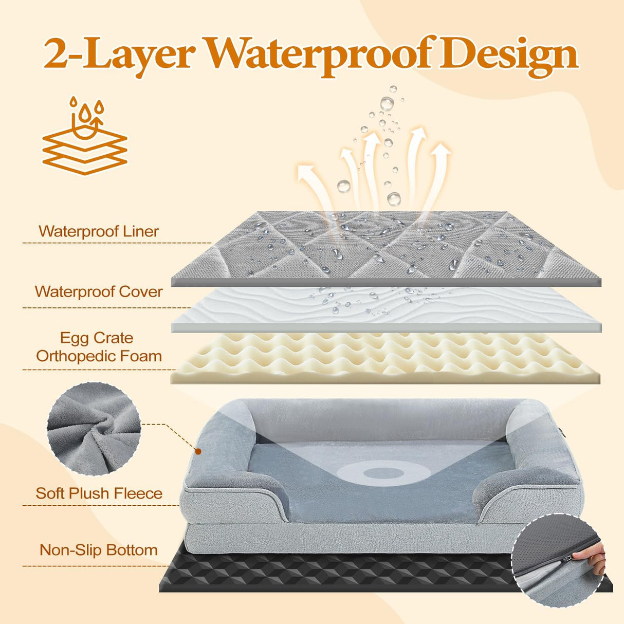 Cama ortopédica para perro PAWZ Road, lavable, tamaño grande
