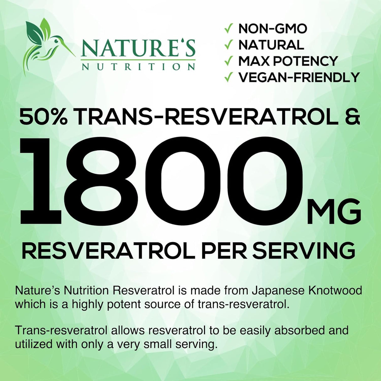 Suplemento Resveratrol 1800 mg por porción antioxidantes 120