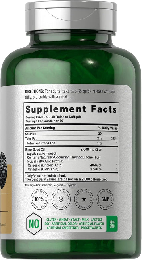 Aceite de Semilla Negra 2000mg | Horbäach | 120 Cápsulas Softgel