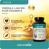 Suplemento Omega 3 NatureWise 1000mg, 60 Cápsulas, EPA/DHA