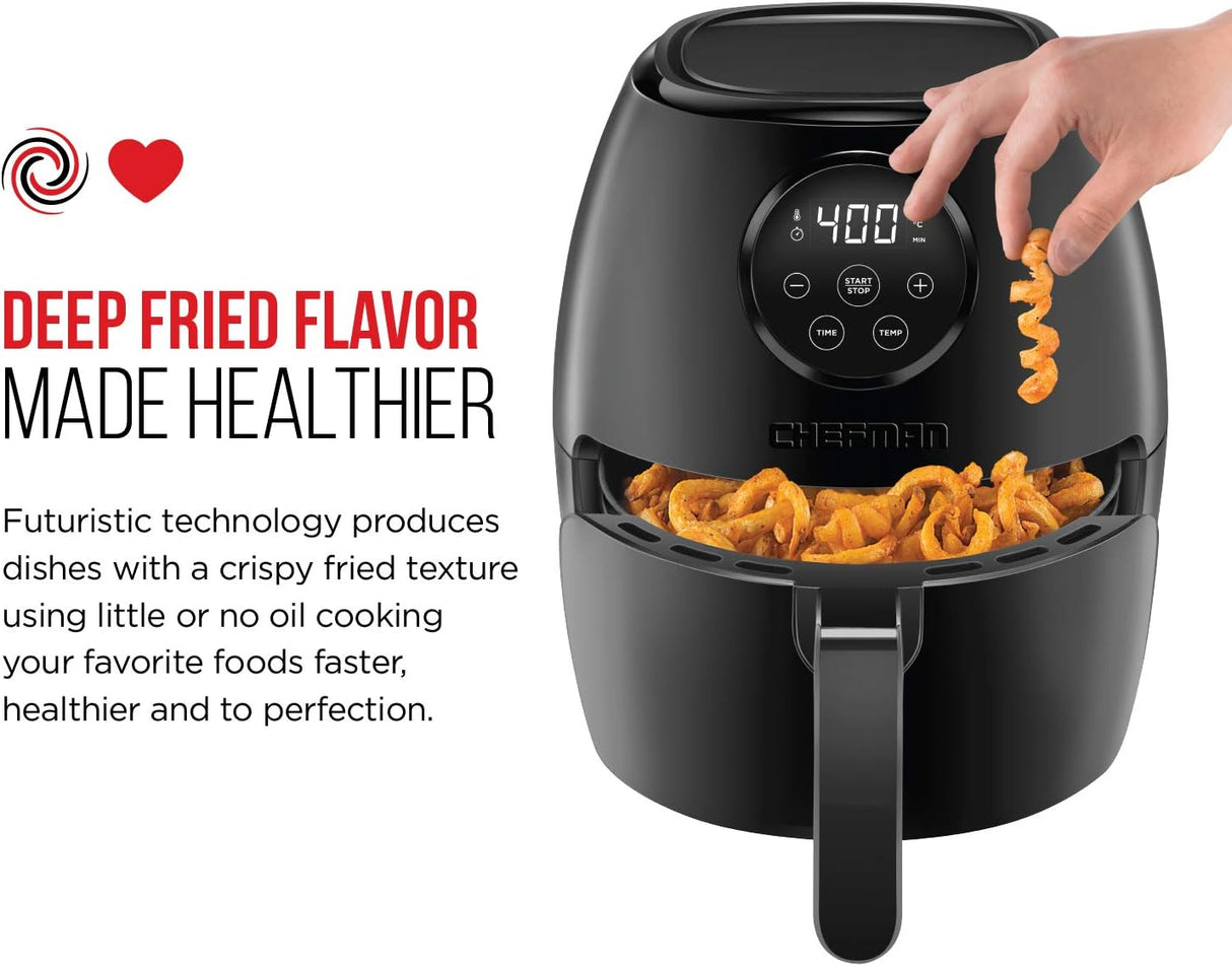 Freidora de aire CHEFMAN 3.6 Qt, digital, fácil de usar, incluye recetario