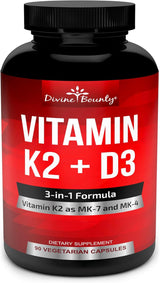 Suplemento de K2 y D3 - 90 cápsulas vegetarianas Non-GMO