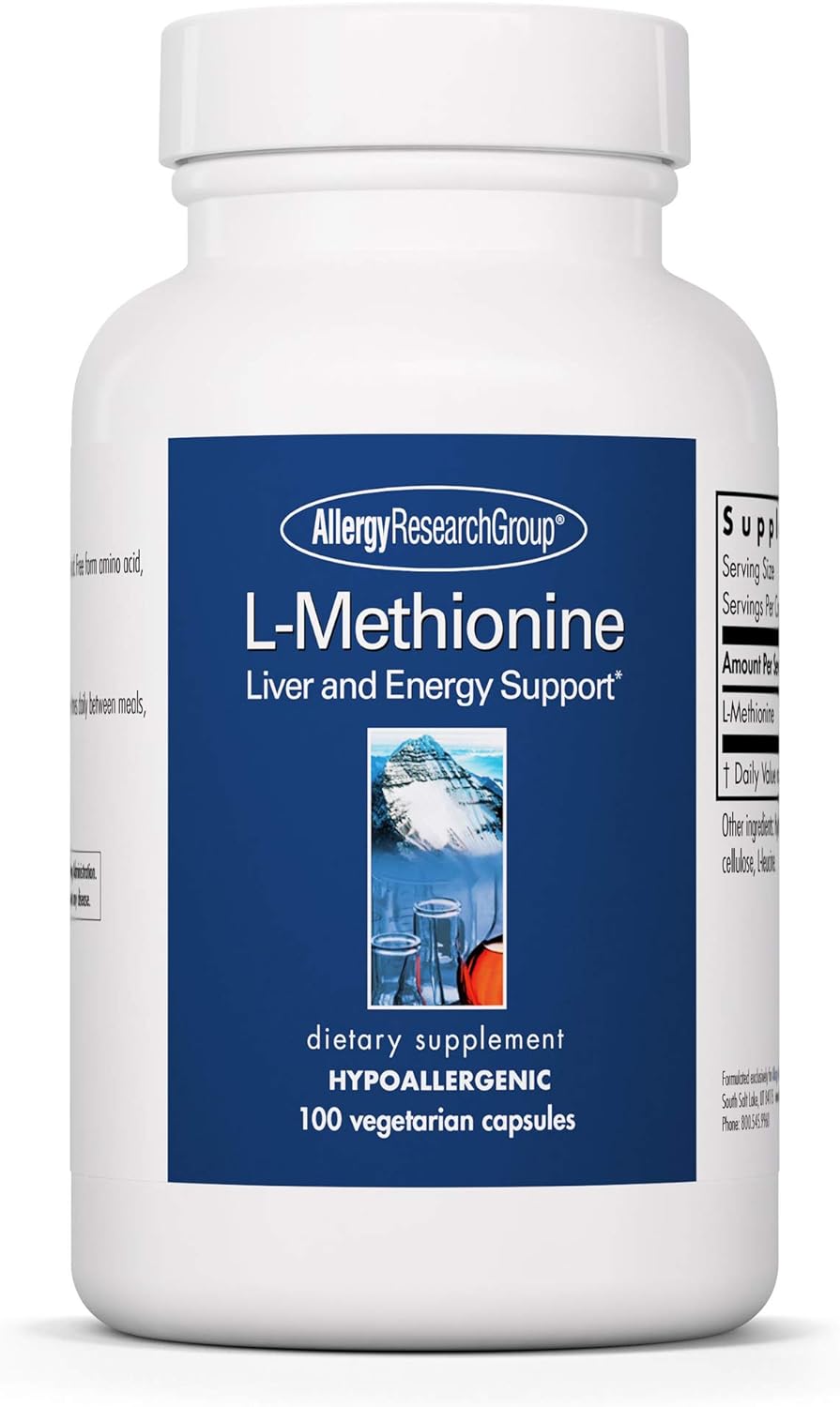 Suplemento Allergy Research Group L-Metionina 500 mg 100 Cáp