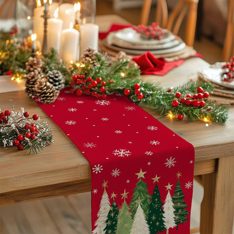 Camino de Mesa GEEORY 13x72 Pulgadas, Árboles de Navidad GT150-72