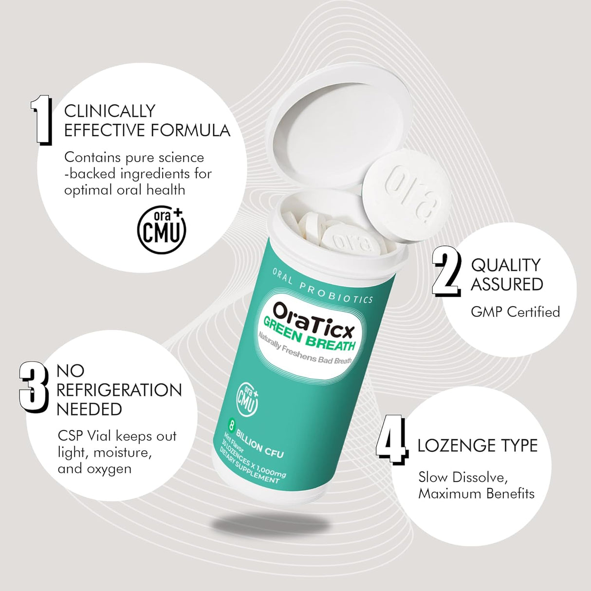 Green Breath Oral Care Probiotics, 8 Mil CFU, 30 Lozenges