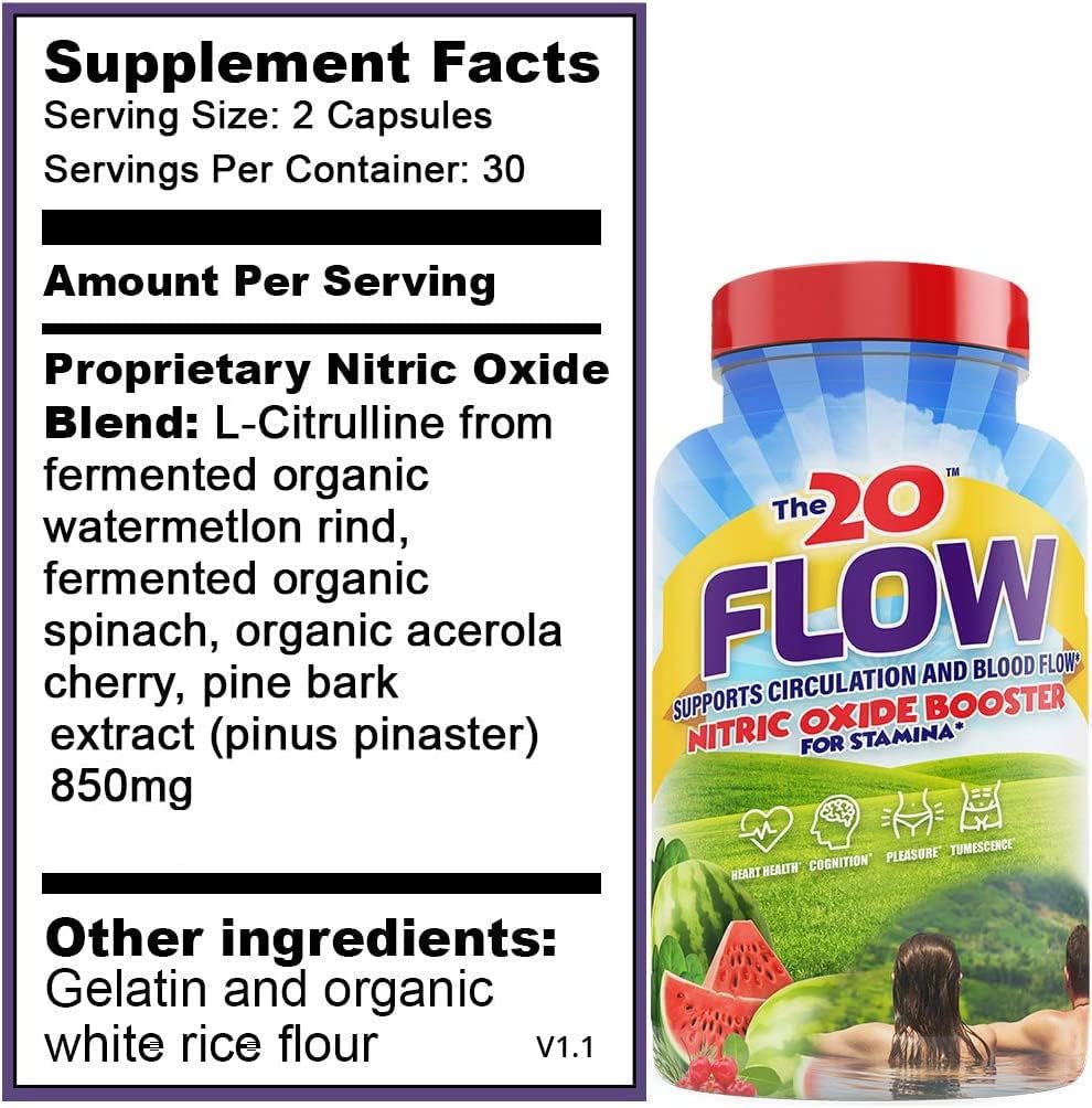 Flow - Suplemento de óxido nítrico, 60 cápsulas, L-citrulina