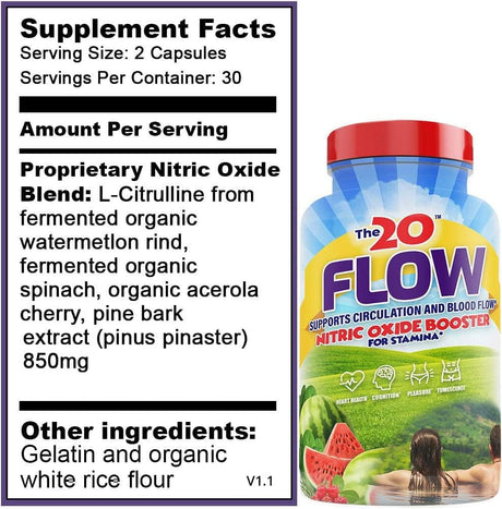 Flow - Suplemento de óxido nítrico, 60 cápsulas, L-citrulina