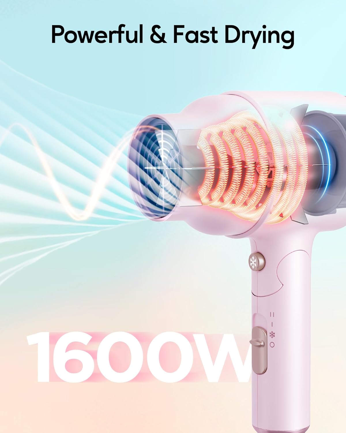 Secador de pelo con difusor con mango plegable 1600 W