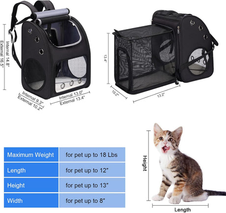 Mochila expandible para mascotas transportador de viaje
