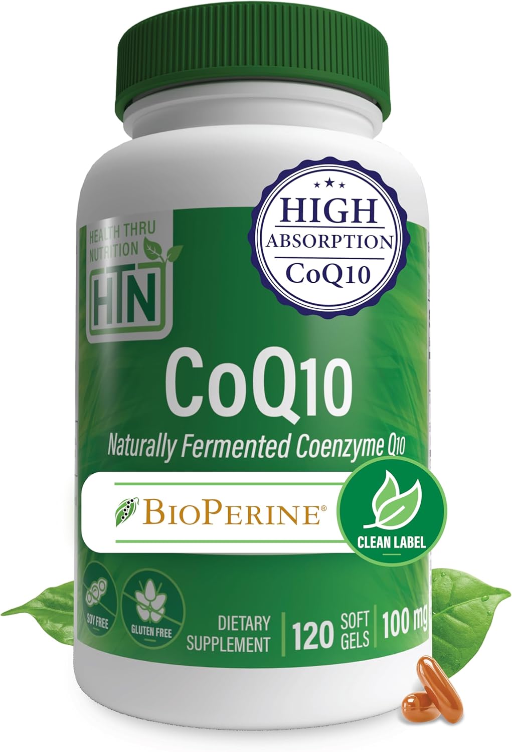Health Thru CoQ-10 100mg BioPerine 120 Softgels