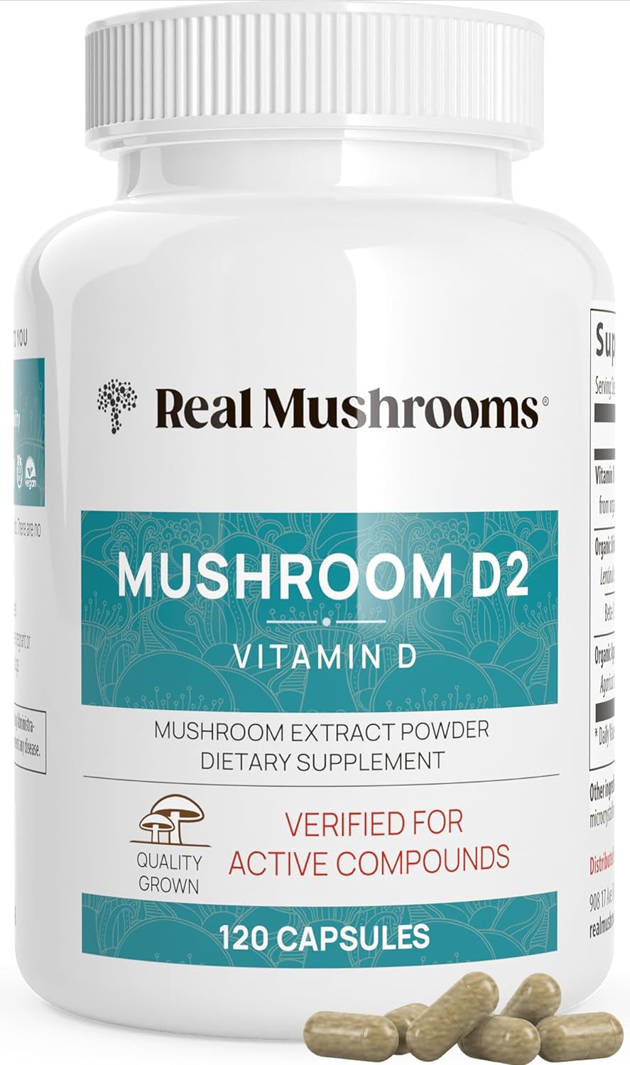 Suplemento Vegano de Vitamina D 1000 UI con Hongos Shiitake y Agaricus