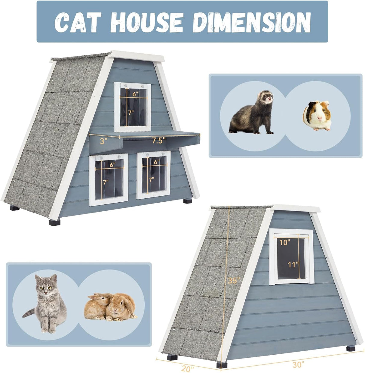Casa para gatos al aire libre resistente color gris