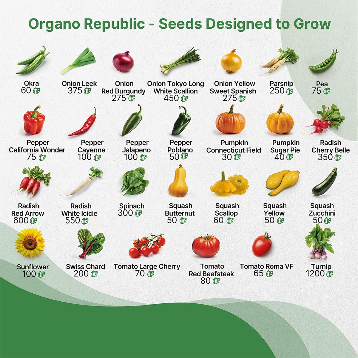 Pack de 55 Semillas No GMO para Huerto - Variedad Heirloom