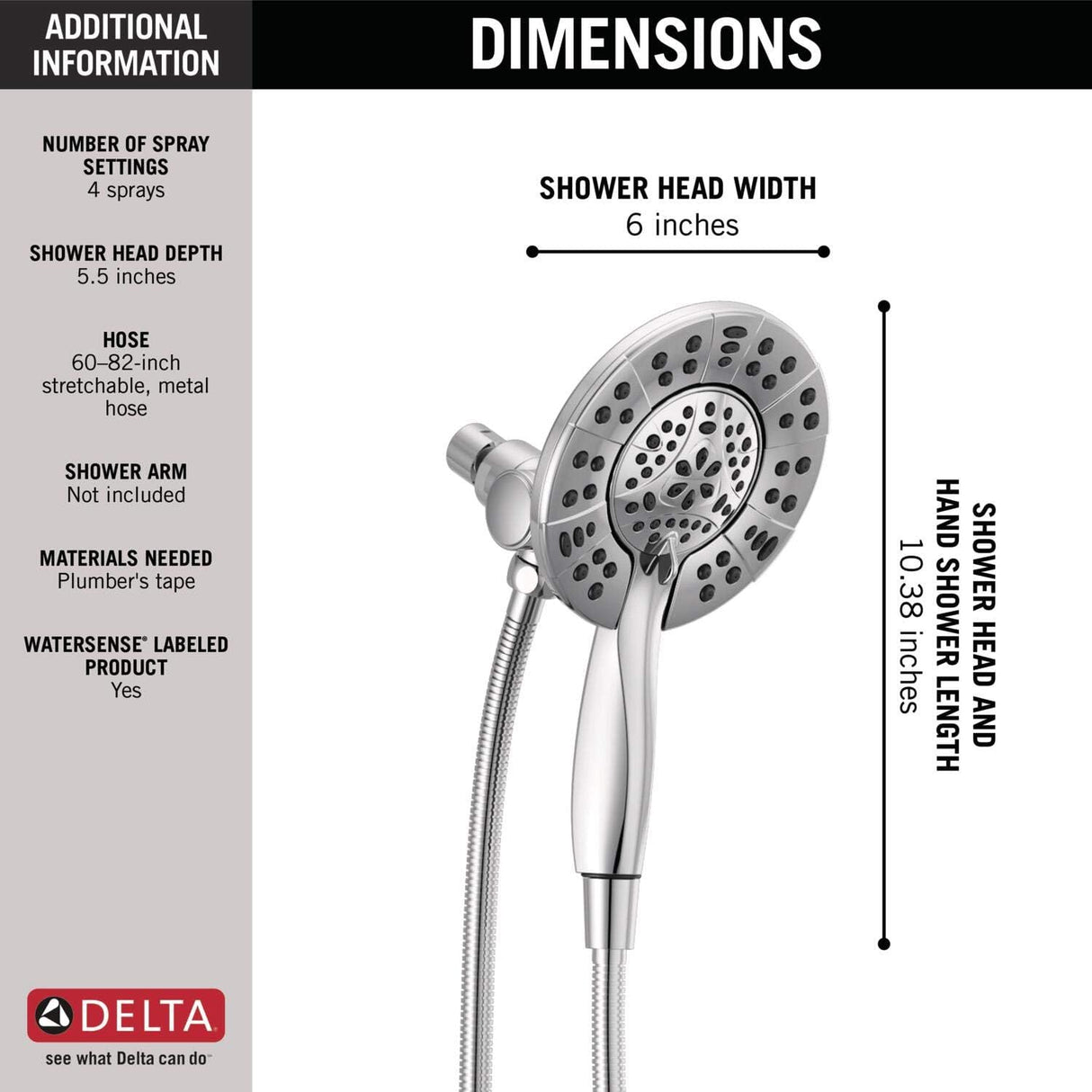 Regadera de ABS con manguera de mano 58499 DELTA FAUCET