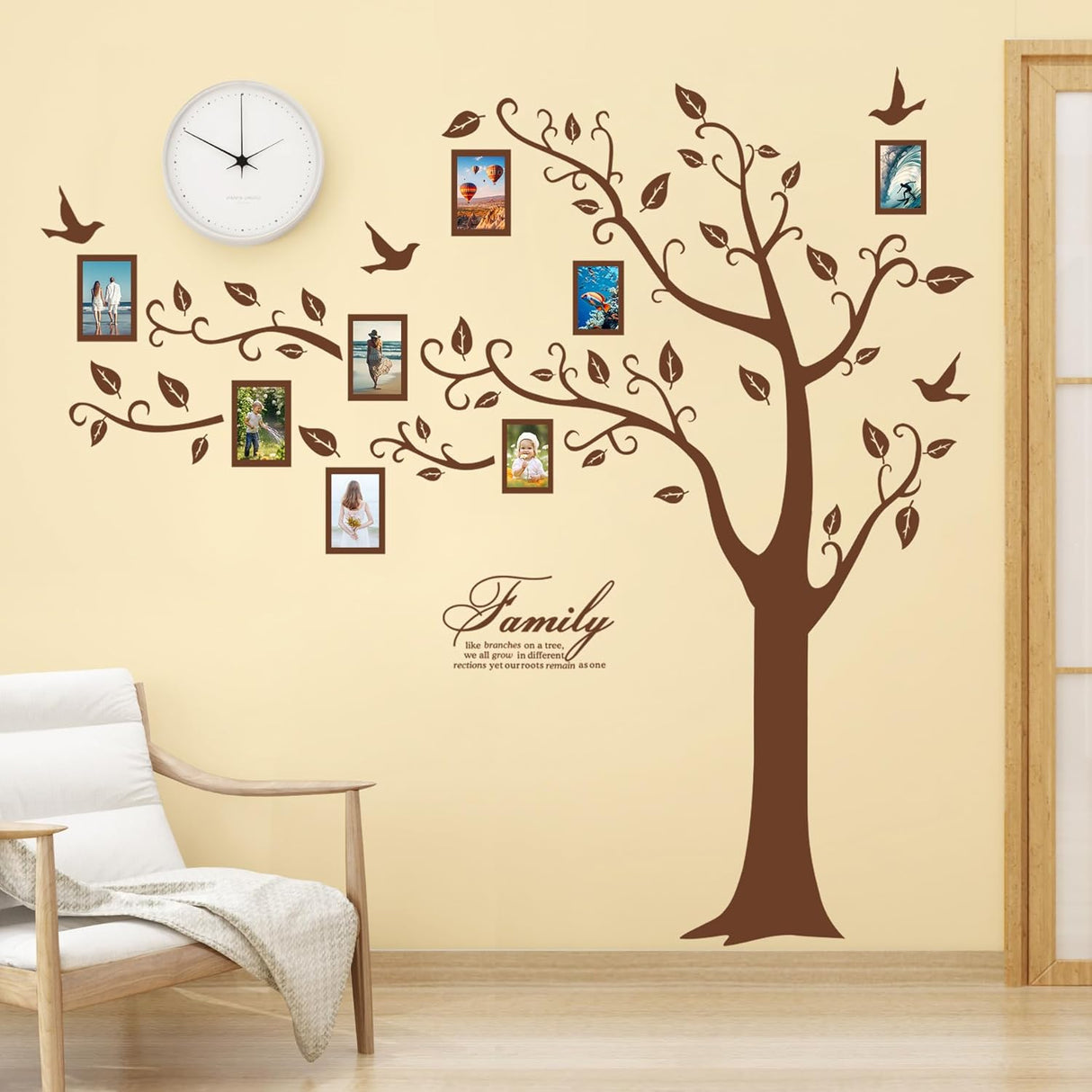 Sticker de Pared Árbol Familiar 3D, Vinilo, Removible, Izquierda